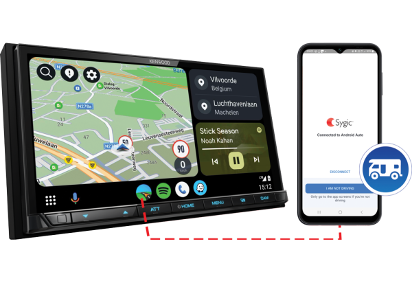 Kenwood DMX8021DAB campernavigatie met 3 jarige licentie voor Sygic GPS Navigatie met Caravan Routing App 7 inch