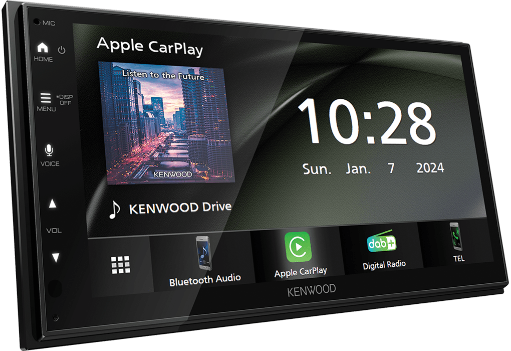 Kenwood DMX6523DABS Multimedia systeem 6.8 inch WSVGA Apple Car Play en Android Auto draadloos of via USB