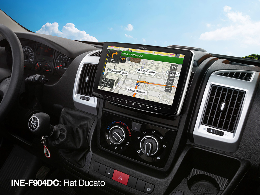 Built-in-iGo-Primo-NextGen-Navigation_INE-F904DC_in-Fiat-Ducato Alpine INE-F904DC 9 inch navigatie voor camper 1 DIN