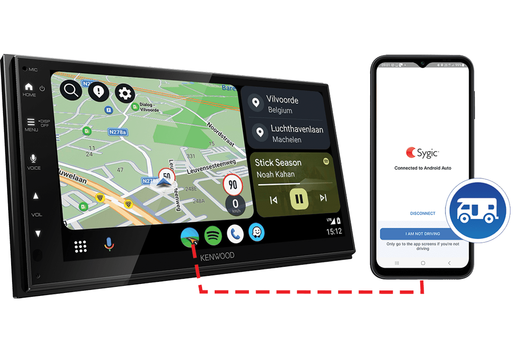 Kenwood DMX6523DAB Camper Multimedia systeem 6.8 inch WSVGA Apple Car Play en Android Auto via USB