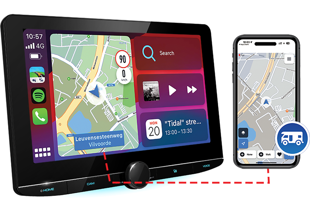 Kenwood DMX9724XDS Camper draadloos Apple Carplay een Android Auto 10.1 inch HD scherm