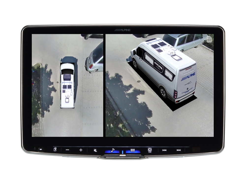 HCS-T100_360-Grad-Degree-Camera-System-for-Motorhomes-and-Camper-Vans-Split-Touch Alpine 360 graden camera systeem speciaal voor campers en kampeerbusjes Car Audio Limburg