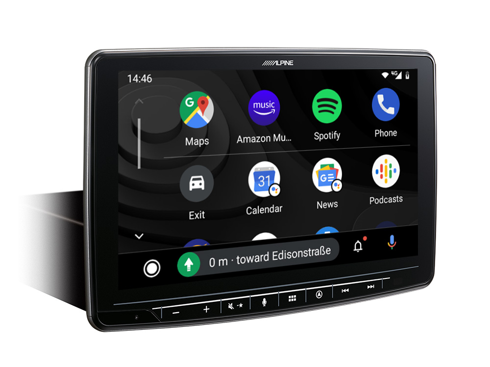 INE-F904D_Android-Auto-Menu-Google-Maps-Spotify-Amazon-Music Alpine Ine-F904D 9 inch campernavigatie voor de Mercedes Sprinter