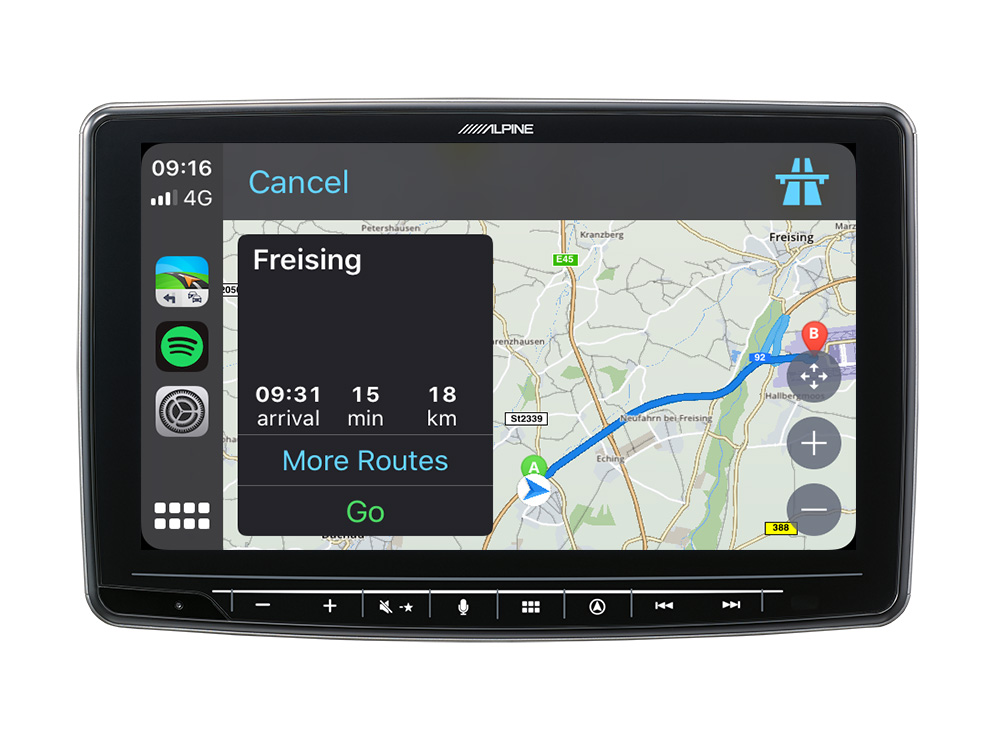 INE-F904D_Sygic-App Alpine Ine-F904D 9 inch campernavigatie voor de Mercedes Sprinter