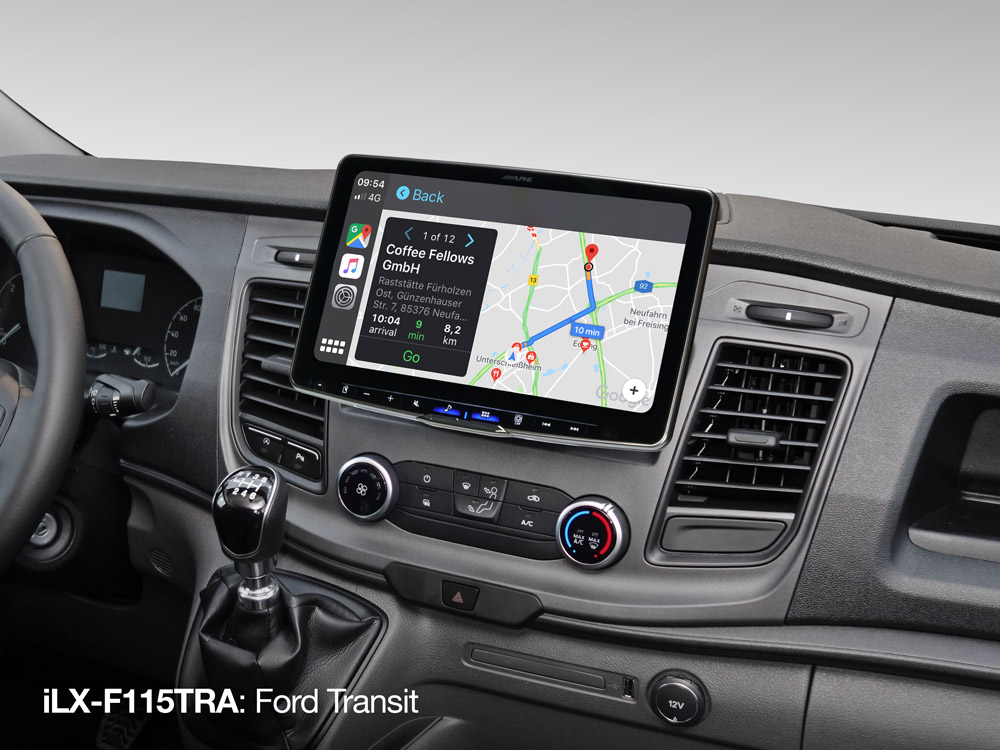 iLX-F115TRA-for-Ford-Transit-Carplay-Map Alpine iLX-F115TRA 11 inch campernavigatie voor Ford Transit Custom vanaf 2018